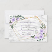Lilac Lavender Gold Geometric Floral Wedding RSVP (Rückseite)