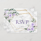 Lilac Lavender Gold Geometric Floral Wedding RSVP (Vorne/Hinten)