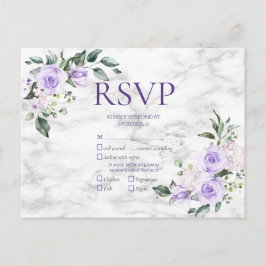 Lilac Lavender Gold Geometric Floral Wedding RSVP Einladungspostkarte