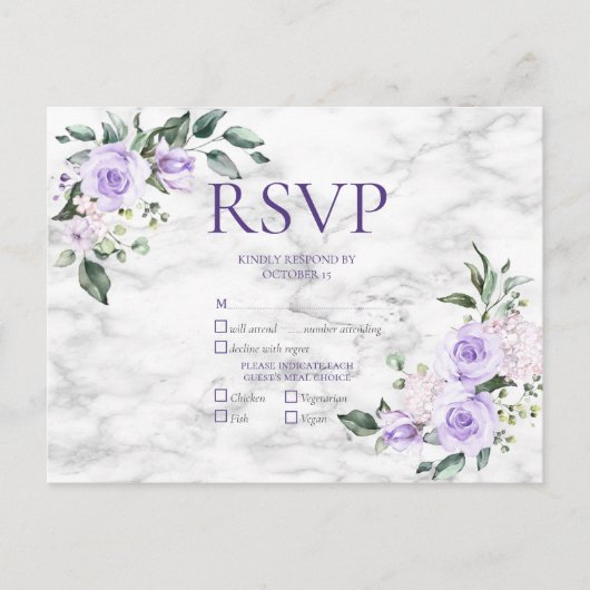 Lilac Lavender Gold Geometric Floral Wedding RSVP Einladungspostkarte (Vorderseite)