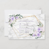 Lilac Lavender Gold Geometric Floral Wedding RSVP Karte (Rückseite)