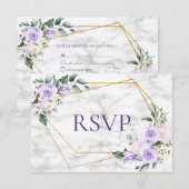 Lilac Lavender Gold Geometric Floral Wedding RSVP Karte (Vorne/Hinten)