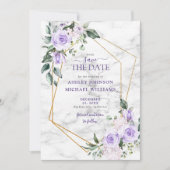 Lilac Lavender Gold Geometric Foto Save the Date (Vorderseite)