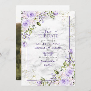 Lilac Lavender Gold Geometric Foto Save the Date