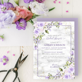 Lilac Lavender Gold Marble Floral Brautparty Einladung