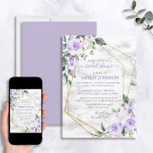 Lilac Lavender Gold Marble Floral Brautparty Einladung