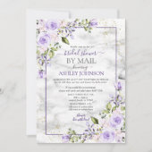 Lilac Lavender Gold Marble Floral Shower by Mail Einladung (Vorderseite)