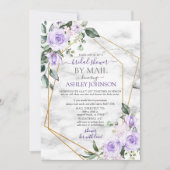 Lilac Lavender Gold Marble Floral Shower by Mail Einladung (Vorderseite)