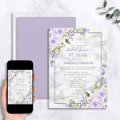 Lilac Lavender Gold Marble Floral Shower by Mail Einladung