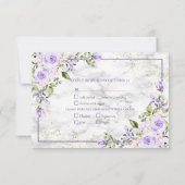 Lilac Lavender Gold Marble Floral Wedding RSVP Karte (Rückseite)