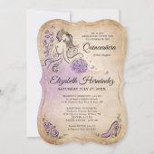 Lilac Lavender Gold Princess Quinceanera Birthday Einladung (Vorderseite)
