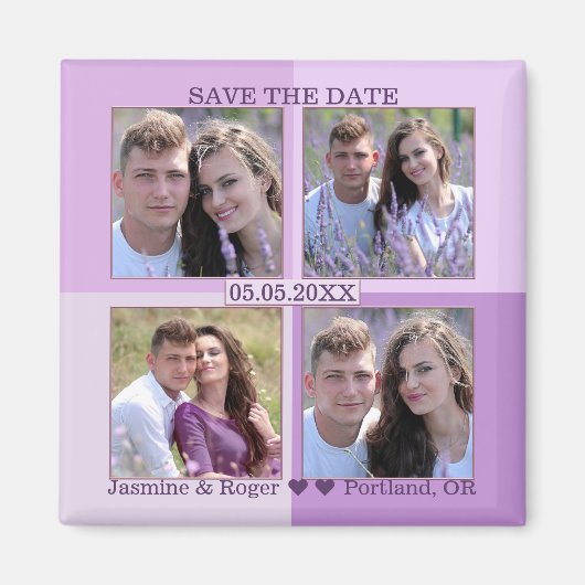 Lilac Lavender Ihre 4 Fotos Speichern Sie das Datu Magnet (Vorne)