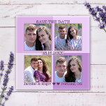 Lilac Lavender Ihre 4 Fotos Speichern Sie das Datu Magnet<br><div class="desc">Speichern Sie den Date-Magneten mit Ihren eigenen 4 Fotos,  die durch einen karierten lila- und lavenfarbenen Hintergrund gerahmt sind.</div>