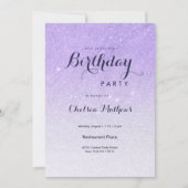 Lilac lavender Imitats Glitzer ombre Birthday Part Einladung (Vorderseite)