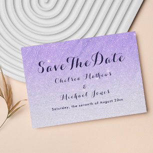 Lilac lavender Imitats Glitzer ombre Save the Date