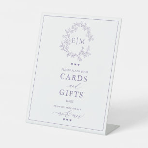 Lilac Lavender Leafy Wappen Monogram Card & Gifts Sockelschild