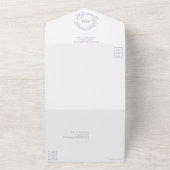 Lilac Lavender Leafy Wappen Monogram Wedding All In One Einladung (Außenbereich)