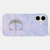Lilac Lavender Marble Elegant Monogram Name Case-Mate iPhone Hülle (Rückseite (Horizontal))