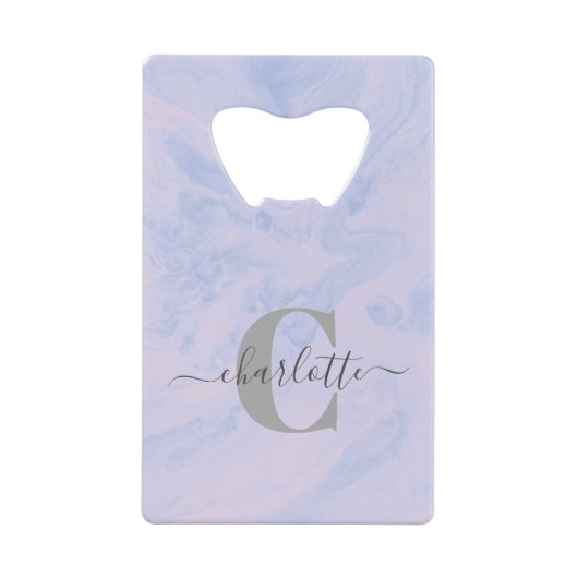 Lilac Lavender Marble Elegant Monogram Name Geldbeutel Flaschenöffner (Vorderseite)