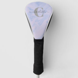 Lilac Lavender Marble Elegant Monogram Name Golf Headcover