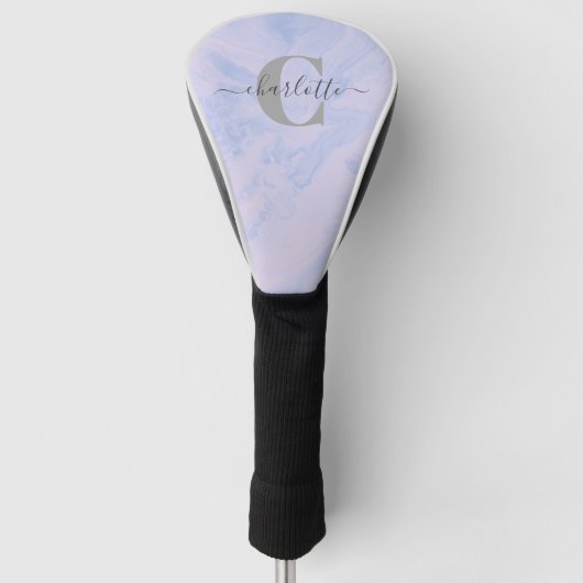 Lilac Lavender Marble Elegant Monogram Name Golf Headcover (Vorderseite)