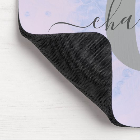 Lilac Lavender Marble Elegant Monogram Name Mousepad (Ecke)