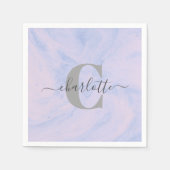 Lilac Lavender Marble Elegant Monogram Name Serviette (Vorderseite)