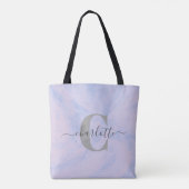 Lilac Lavender Marble Elegant Monogram Name Tasche (Rückseite)