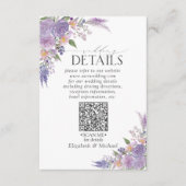 Lilac Lavender Mauve Floral QRCode Wedding Details Begleitkarte (Vorderseite)