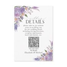 Lilac Lavender Mauve Floral QRCode Wedding Details