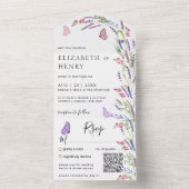 Lilac Lavender Mauve Wedding Qr Code All In One Einladung (Innen Boden)