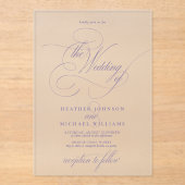 Lilac Lavender Modern Calligraphy Classic Wedding Acryleinladungen (Vorderseite)