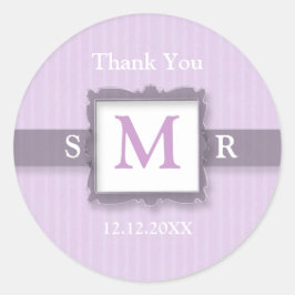 Lilac Lavender Monogram Vielen Dank Runder Aufkleber