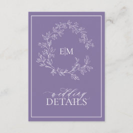 Lilac Lavender Monogram Wedding Details Begleitkarte