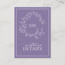 Lilac Lavender Monogram Wedding Details Begleitkarte