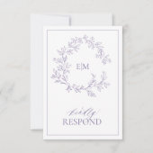 Lilac Lavender Monogram Wedding RSVP Card Karte (Vorderseite)