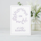Lilac Lavender Monogram Wedding RSVP Card Karte (Stehend Vorderseite)