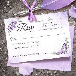 Lilac Lavender und Silver Princess Elegant Wedding RSVP Karte