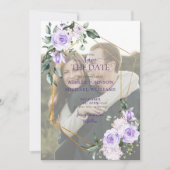 Lilac Lavender Vellum Overlay Foto Save the Date (Vorderseite)