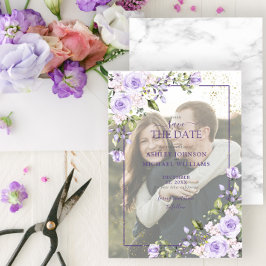 Lilac Lavender Vellum Overlay Foto Save the Date