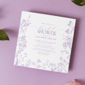 Lilac Lavender Viktorianisches florales Brautparty Einladung