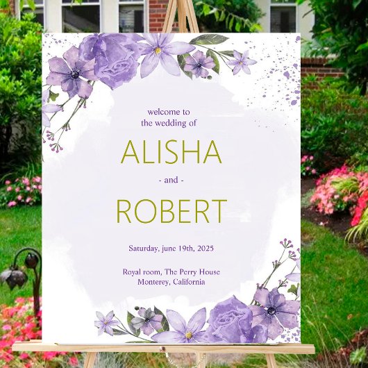 Lilac Lavender Wedding Welcome Sign Poster
