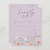 Lilac Lavender Whimsy Wildblume RSVP Card Einladungspostkarte (Vorne/Hinten)