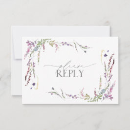 Lilac Lavender Wildblumen Watercolor Wedding RSVP