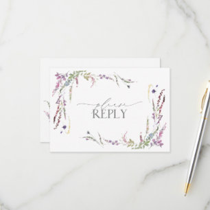 Lilac Lavender Wildblumen Watercolor Wedding RSVP Karte