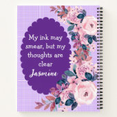 Lilac Lefty Notebook Blumendesign + Mädchenname Notizblock (Rückseite)