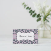 Lilac Leopard Print Business Card Visitenkarte (Stehend Vorderseite)
