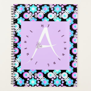 Lilac Letter A Blue Floral Planer