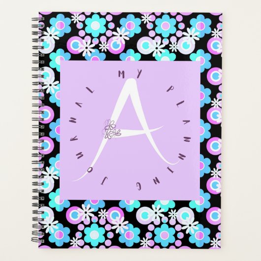 Lilac Letter A Blue Floral Planer (Vorderseite)