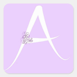 Lilac Letter A Quadratischer Aufkleber